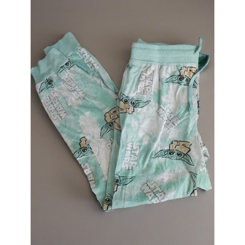 Womens Star Wars The Child Tan M Sweatpants w/ Grogu Mint Green Med Pajama Pants